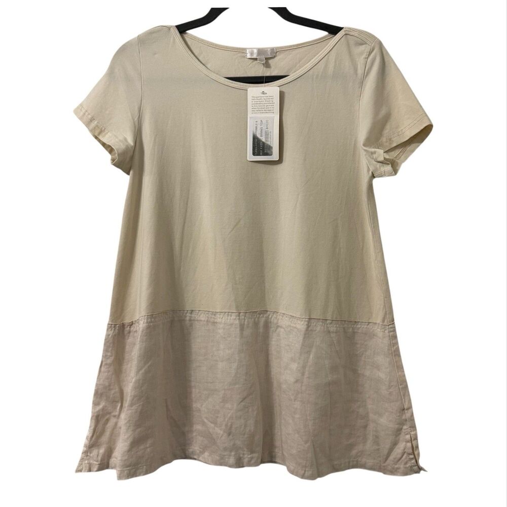 KLEEN Mix Fabric Swing Top Small Beige Lagenlook Bohemian‎ Coastal Minimalist